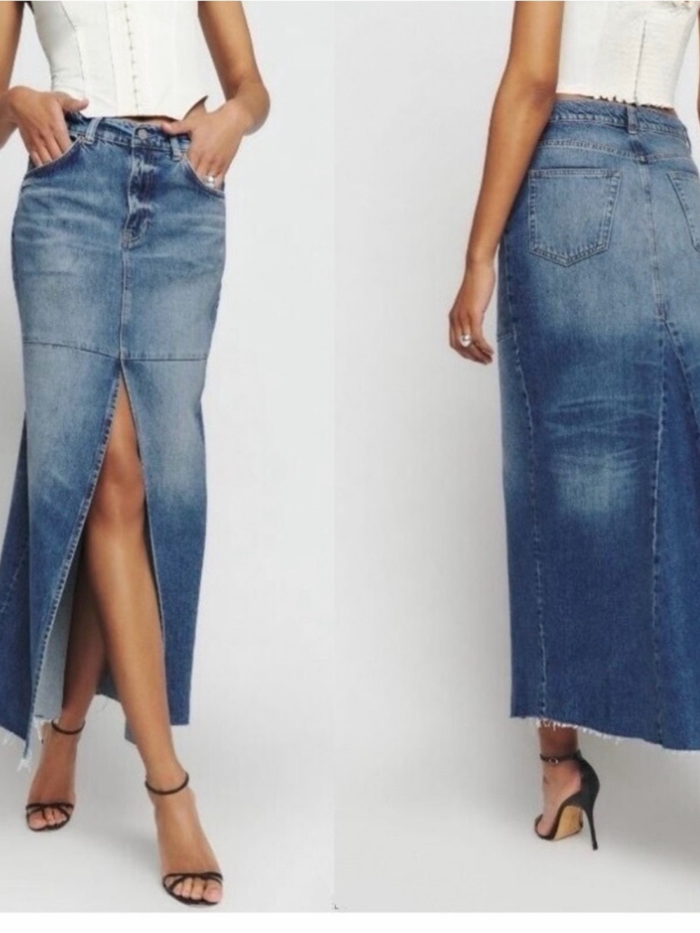 Reformation Tazz Maxi Denim Skirt